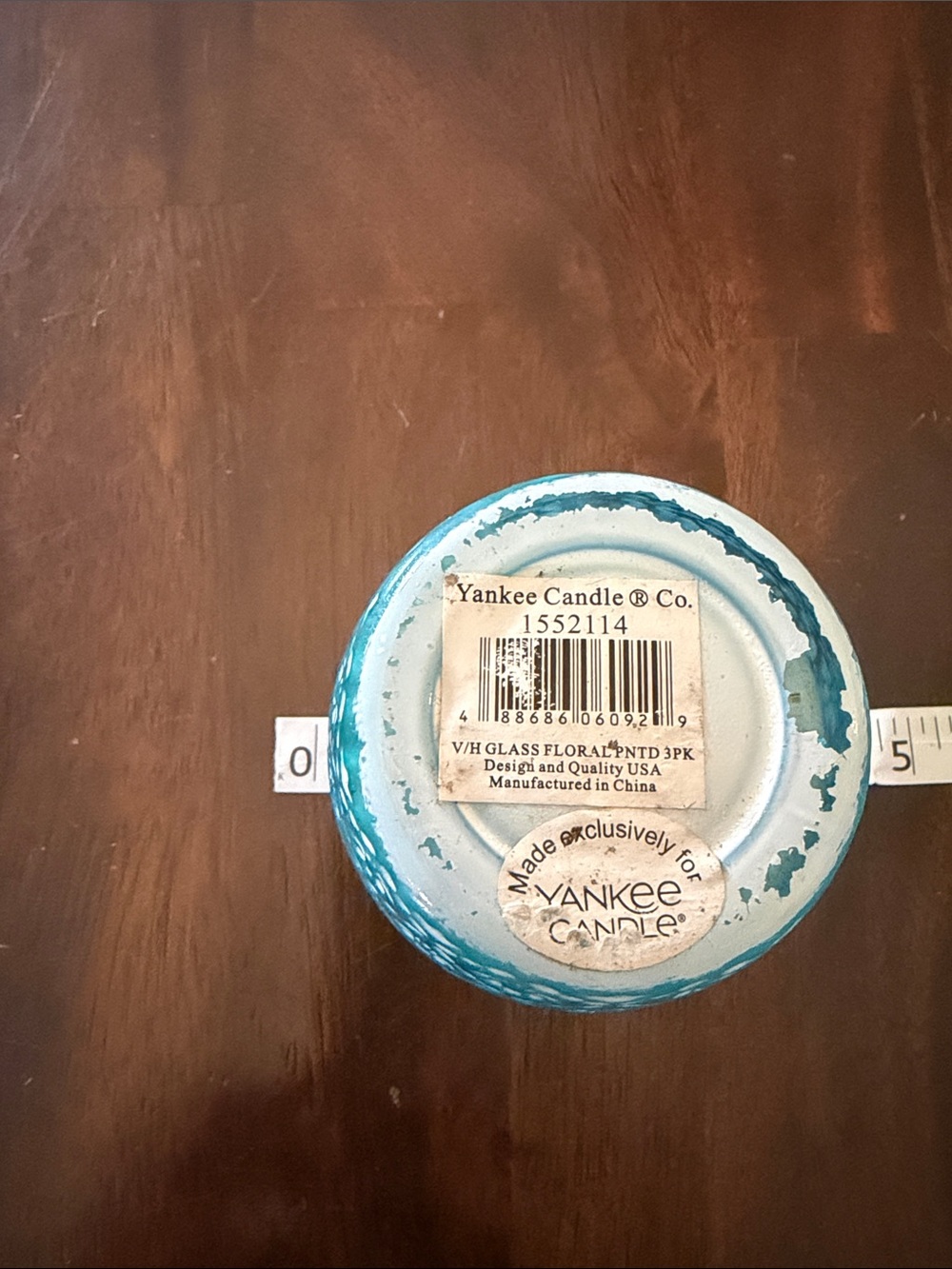 Yankee Candle Blue and Green Floral Glass Votive Holders - Picture 3 of 8